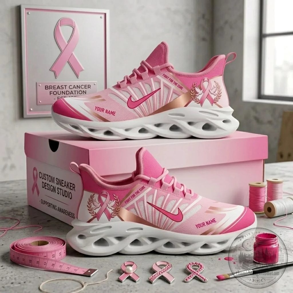 Personalized Breast Cancer Awareness Pink Ribbon Running Shoes for Women Personalized Breast Cancer Awareness Pink Ribbon Running Shoes for Women
