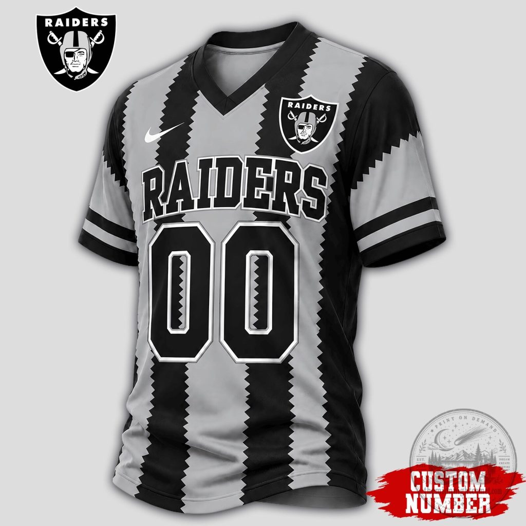 Las Vegas Raiders Custom Number Black and Gray Zigzag Stripe Football Jersey Las Vegas Raiders Custom Number Black and Gray Zigzag Stripe Football Jersey