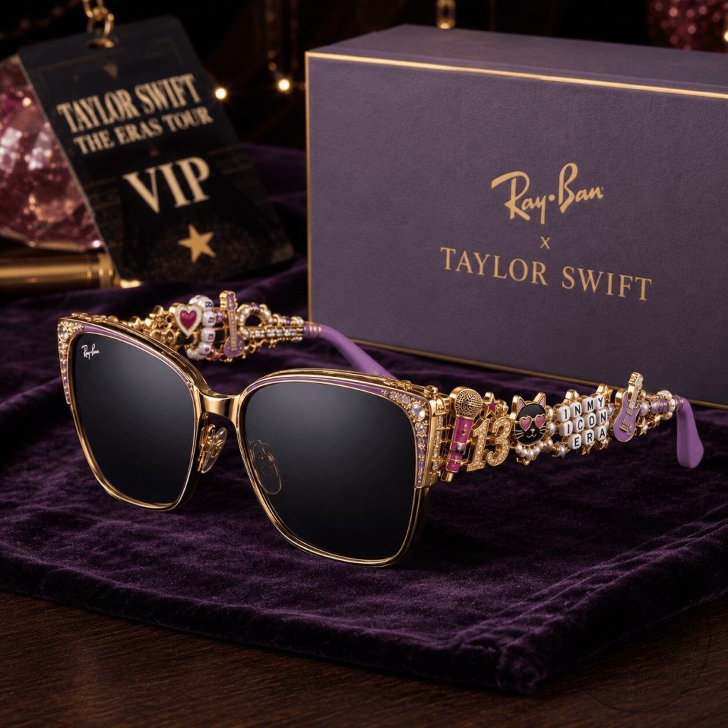 Taylor Swift The Eras Tour VIP Ray-Ban Gold Sunglasses with Charms Taylor Swift The Eras Tour VIP Ray-Ban Gold Sunglasses with Charms
