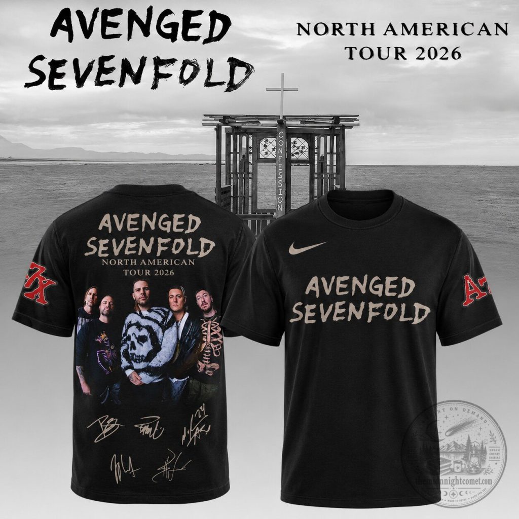 Avenged Sevenfold North American Tour 2026 Band Signatures T-Shirt Avenged Sevenfold North American Tour 2026 Band Signatures T-Shirt