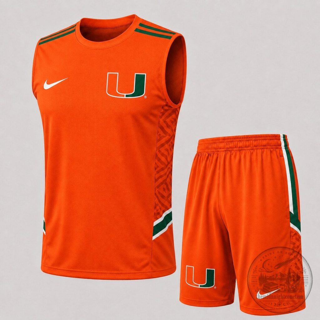 Miami Hurricanes NCAA Orange Performance Tank Top and Shorts Set Miami Hurricanes NCAA Orange Performance Tank Top and Shorts Set