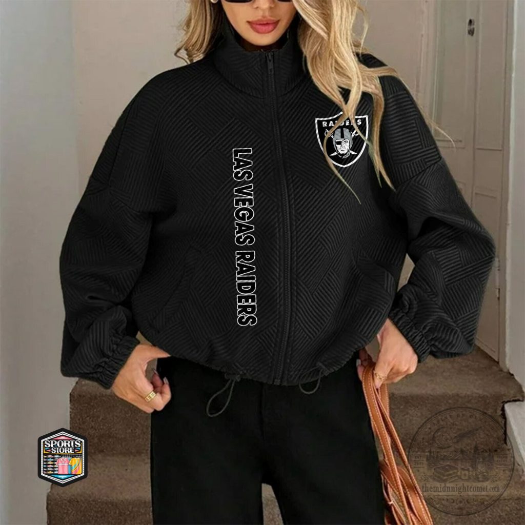 Las Vegas Raiders Women's Full Zip Quilted Bomber Jacket Las Vegas Raiders Women's Full Zip Quilted Bomber Jacket