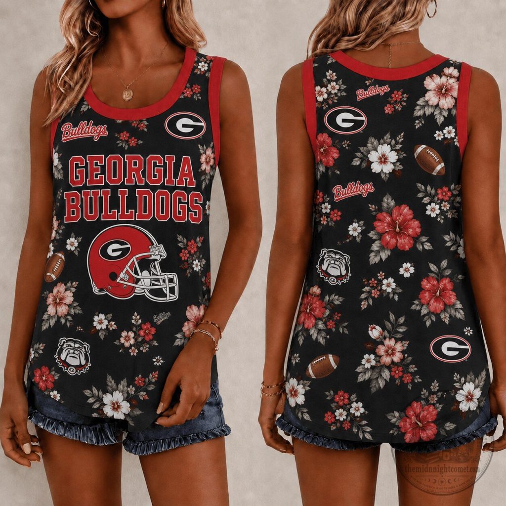 Georgia Bulldogs Football Floral Pattern Women's Tank Top Georgia Bulldogs Football Floral Pattern Women's Tank Top
