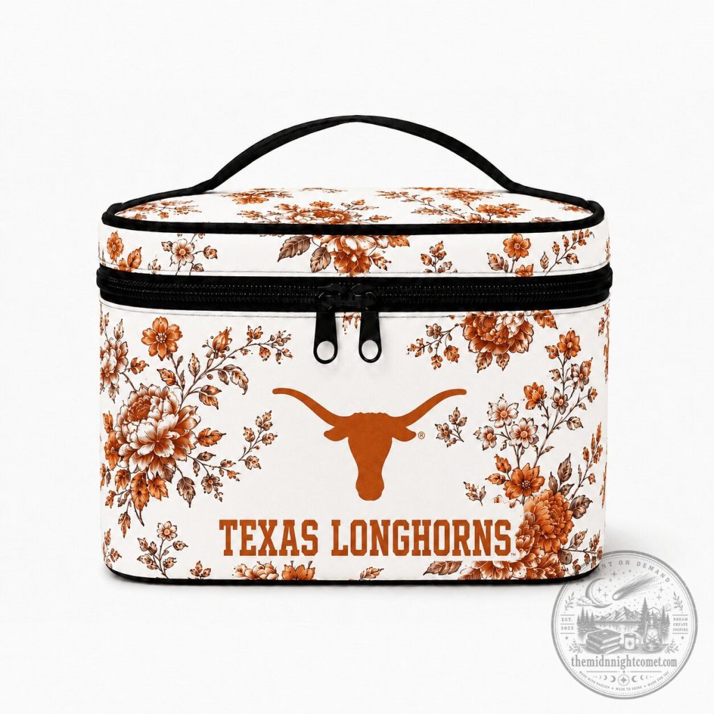 Texas Longhorns Floral Pattern Cosmetic Bag Texas Longhorns Floral Pattern Cosmetic Bag