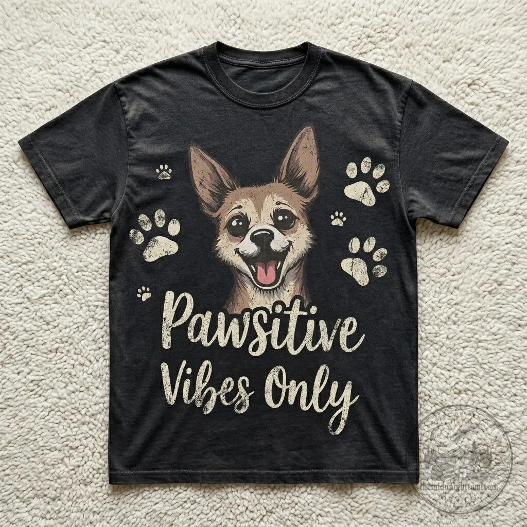 Pawsitive Vibes Only Happy Chihuahua Dog Lover Graphic T-Shirt