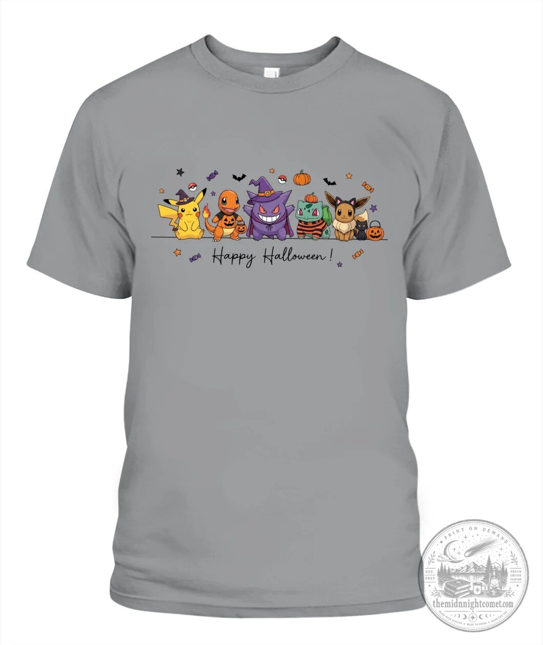 Pokemon Happy Halloween Pikachu Charmander Gengar Bulbasaur Eevee T-Shirt