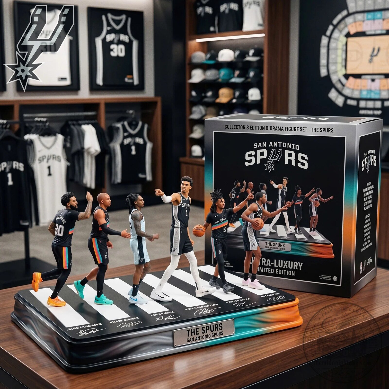 San Antonio Spurs NBA Basketball Team Collector's Edition Diorama Figure Set