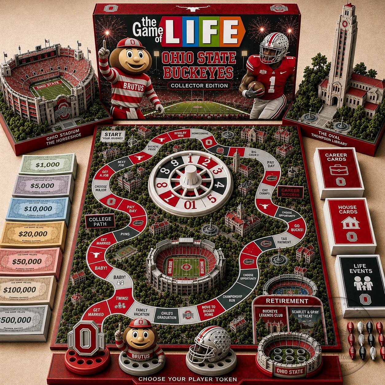Ohio State Buckeyes The Game of Life Collector's Edition Board Game