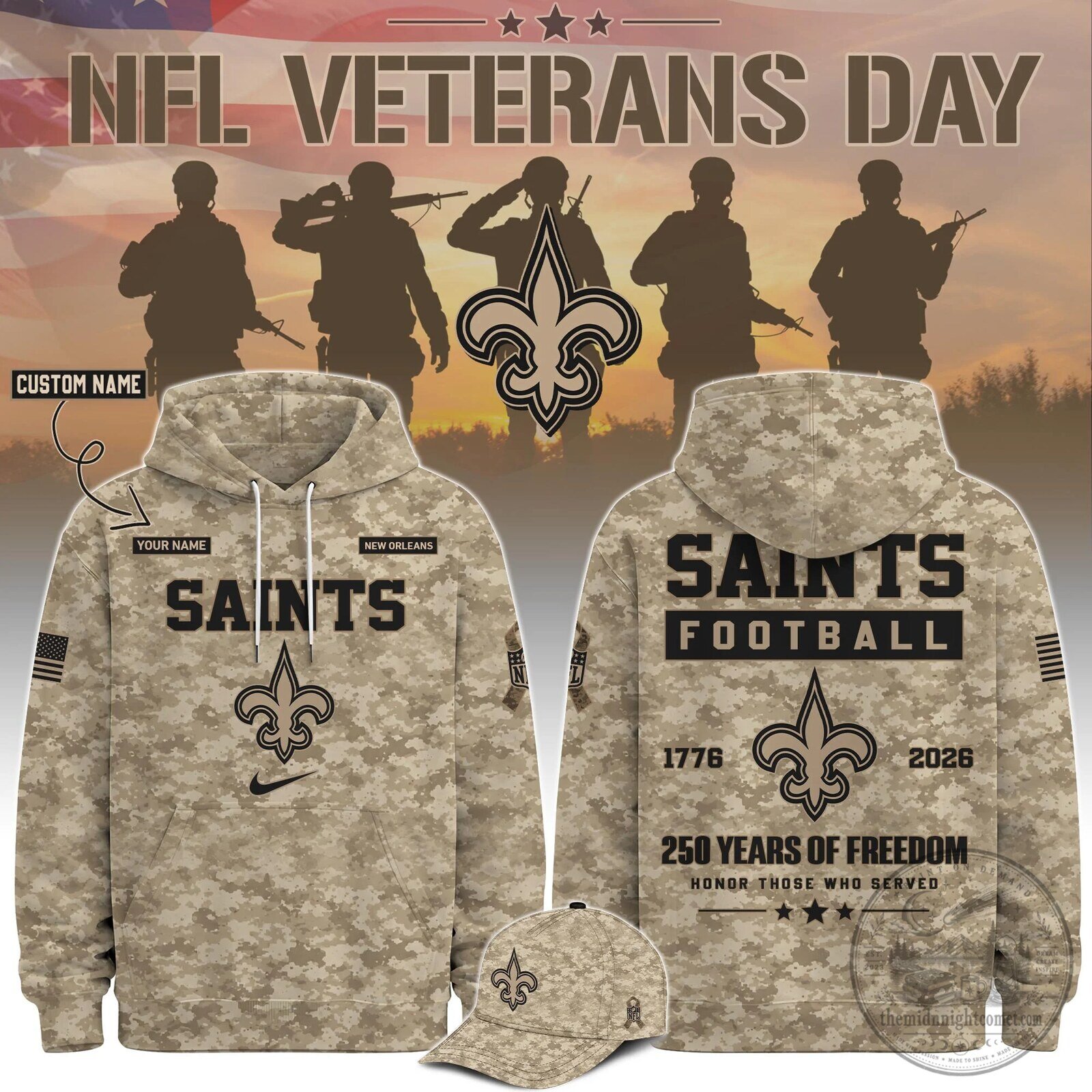 New Orleans Saints NFL Veterans Day Commemorative Camouflage Hoodie