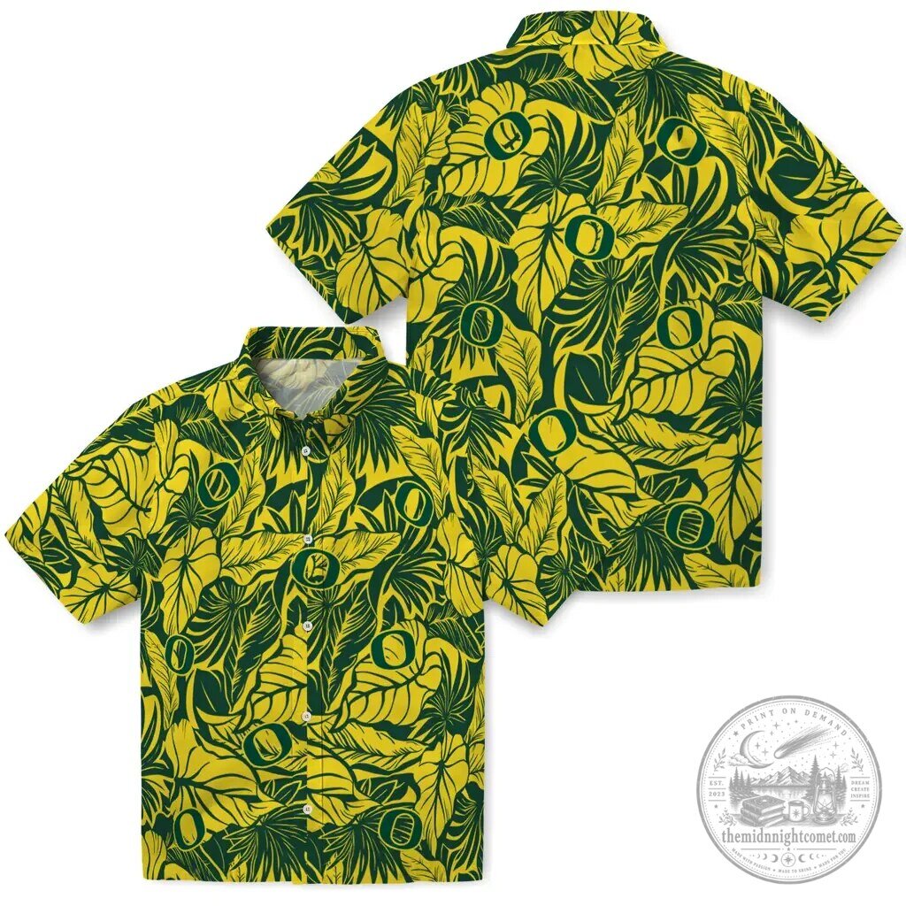 Oregon Ducks Hawaiian Shirt Summer Tropical Leaves Pattern