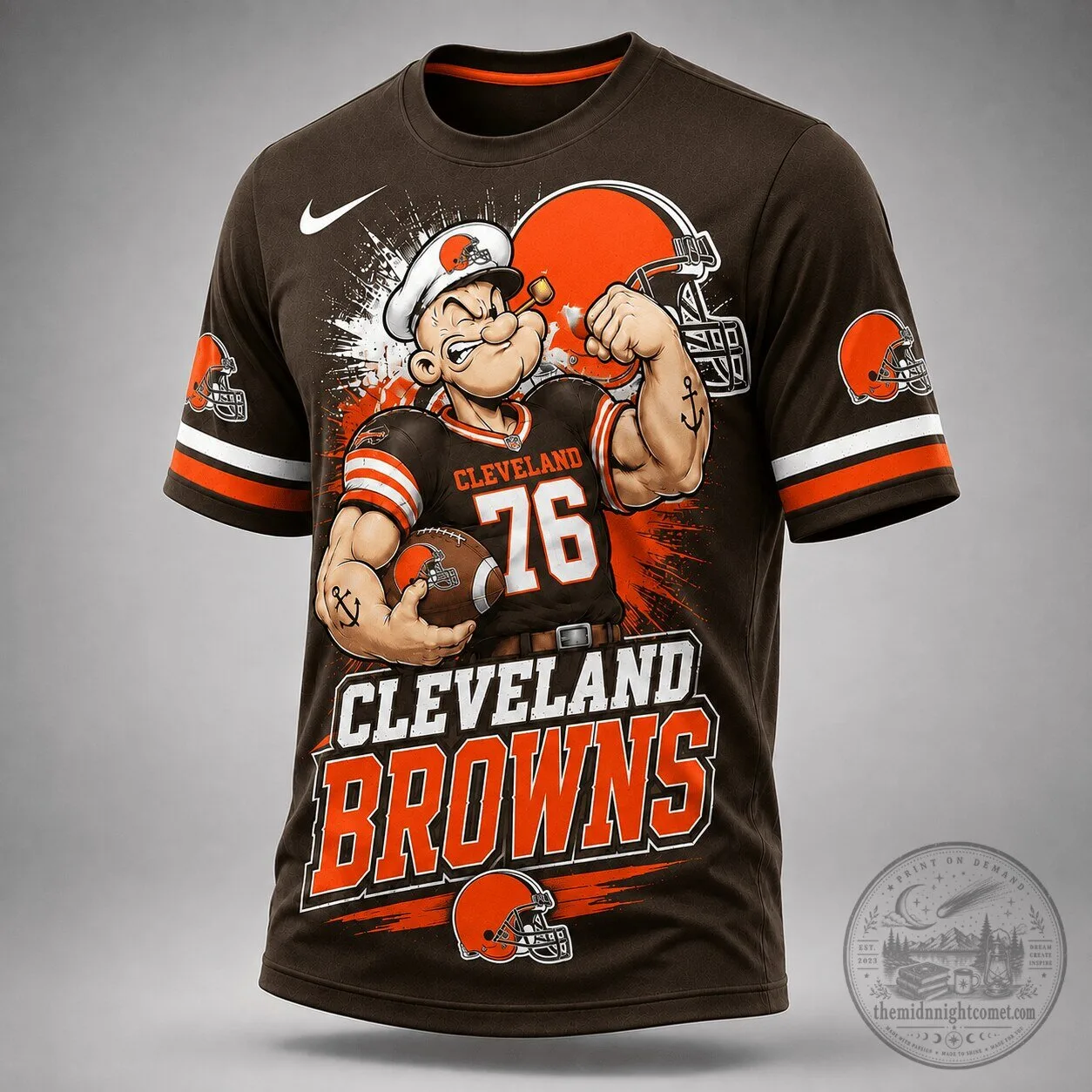 Cleveland Browns Shirt Featuring Popeye The Sailor Man Football Fan T-Shirt