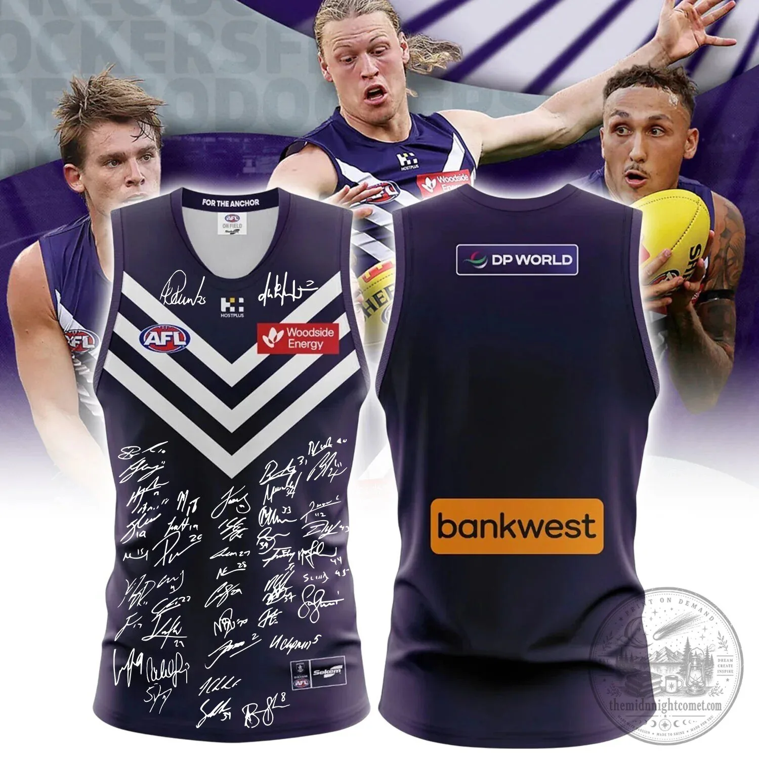 Fremantle Football Club 2026 Squad Signed Home Guernsey AFL Football Jersey