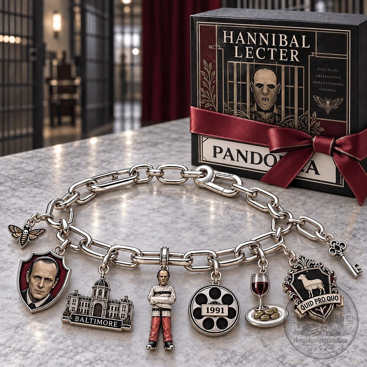 Hannibal Lecter Silver Charm Bracelet Set