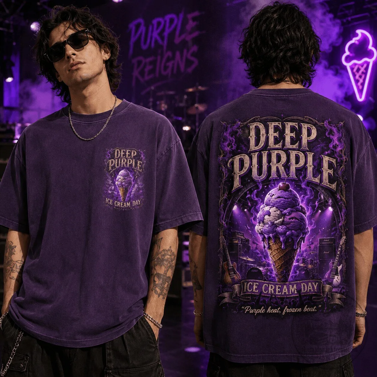 Deep Purple Ice Cream Day Rock Band Music Fan T-Shirt