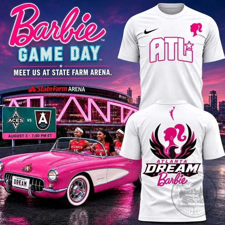Atlanta Dream Barbie Game Day White Short Sleeve T-Shirt