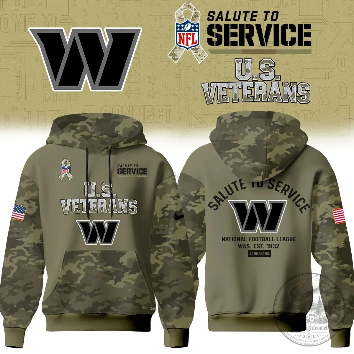 Washington Commanders Salute To Service United States Veterans Camouflage Hoodie