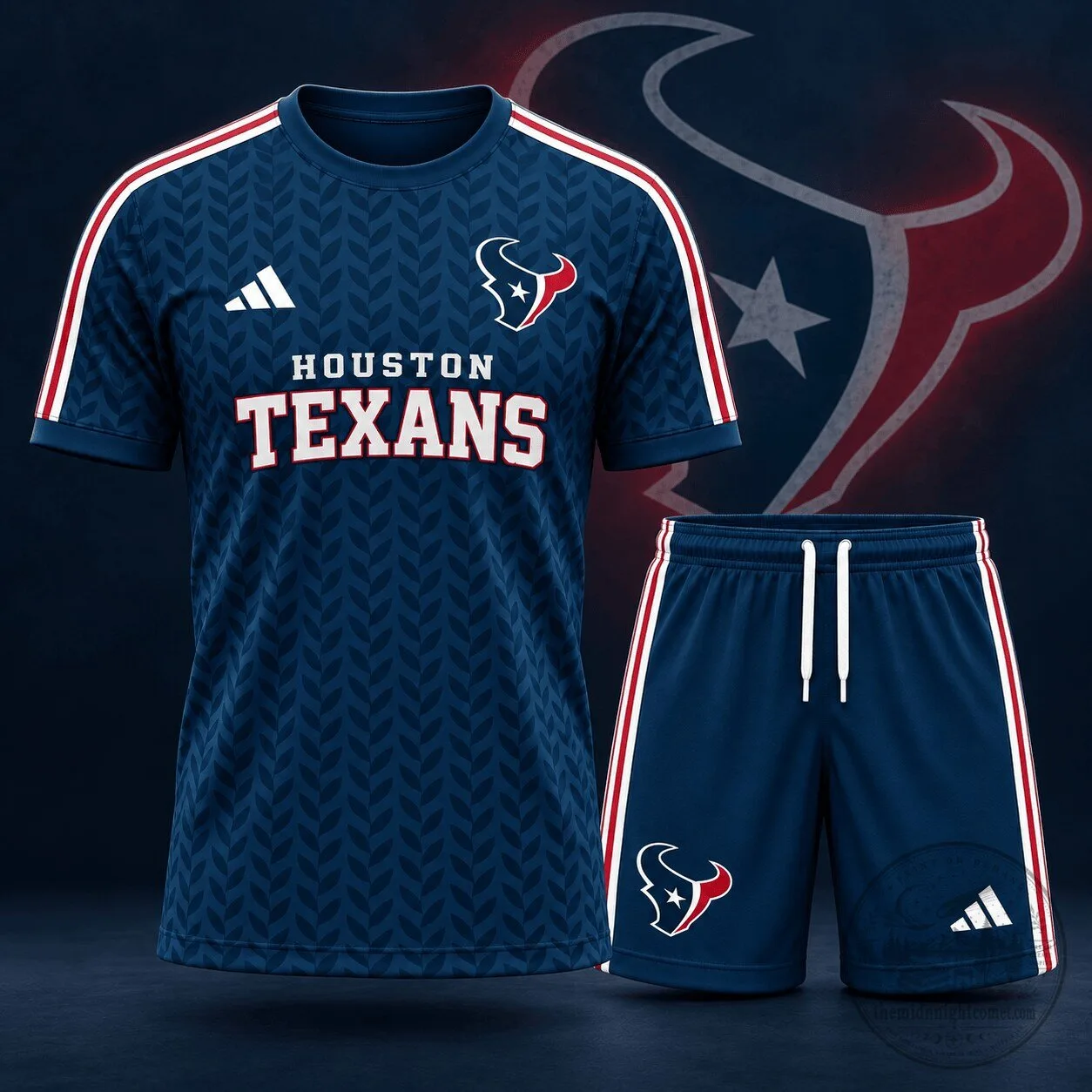 Houston Texans Football Team Navy Blue Patterned Jersey and Shorts Set