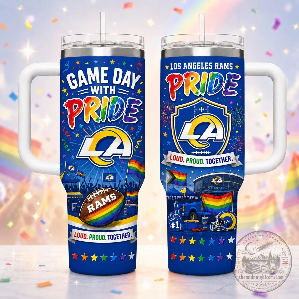 Los Angeles Rams Pride Game Day Stainless Steel Tumbler with Handle