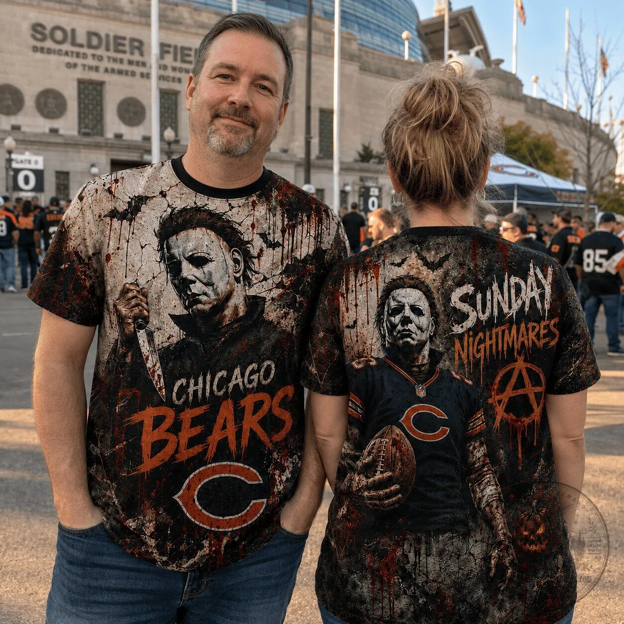 Michael Myers Chicago Bears Halloween Sunday Nightmares T-Shirt