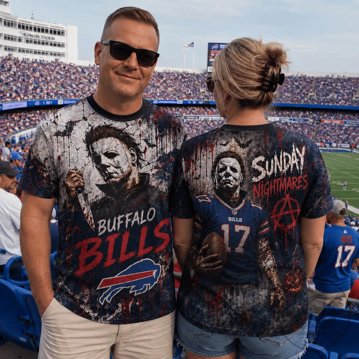 Michael Myers Buffalo Bills Halloween Sunday Nightmares T-Shirt