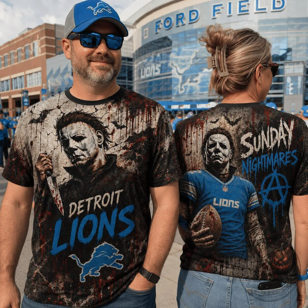 Michael Myers Detroit Lions Halloween Sunday Nightmares T-Shirt Michael Myers Detroit Lions Halloween Sunday Nightmares T-Shirt