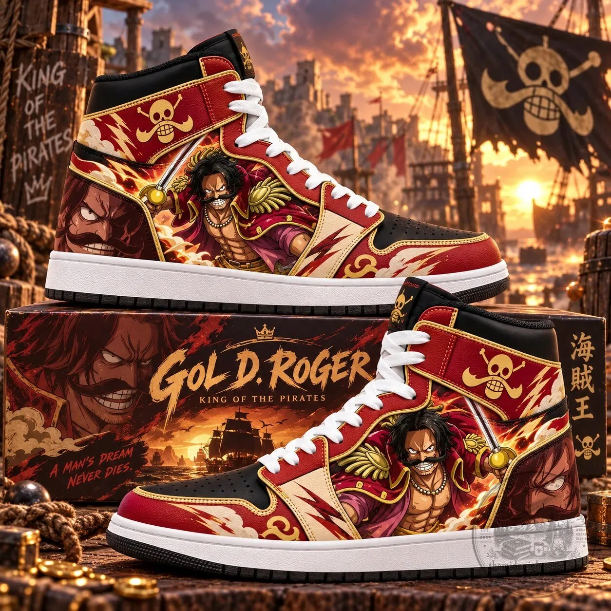 One Piece Gol D. Roger King of the Pirates Anime High Top Sneakers