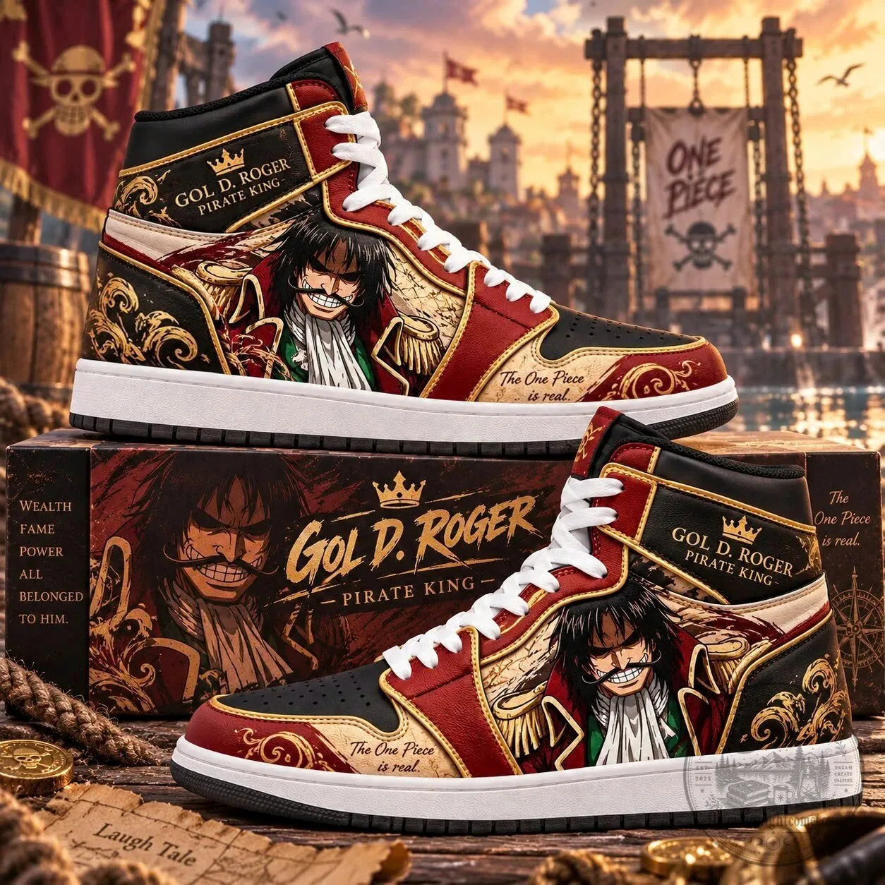 One Piece Gol D. Roger King of the Pirates Anime High Top Sneakers 7 One Piece Gol D. Roger King of the Pirates Anime High Top Sneakers