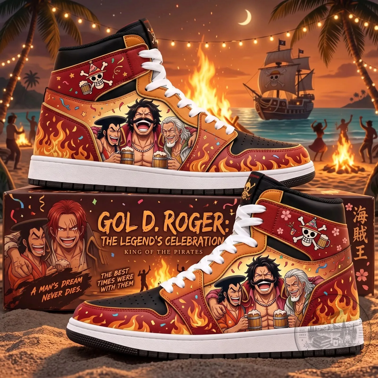 One Piece Gol D. Roger King of the Pirates Anime High Top Sneakers 11 One Piece Gol D. Roger King of the Pirates Anime High Top Sneakers