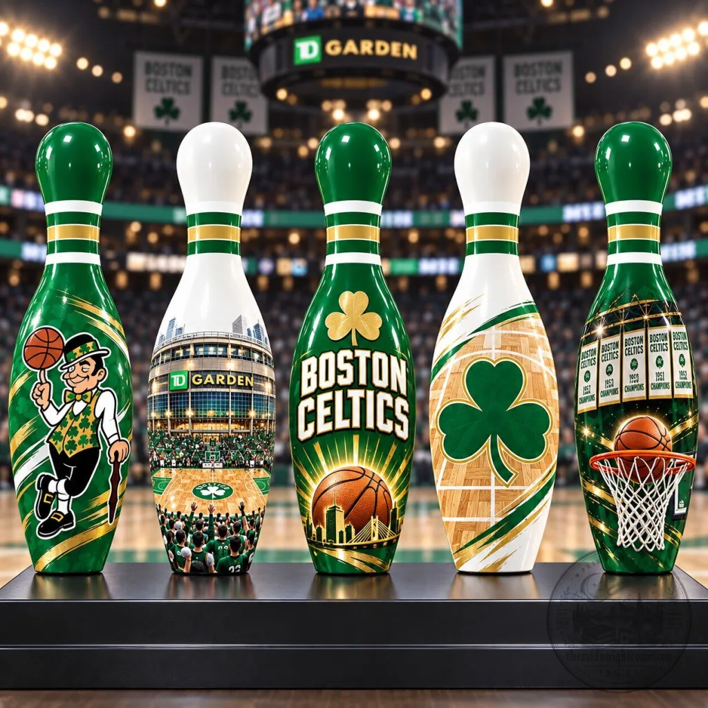 Boston Celtics Basketball Team 5-Piece Decorative Bowling Pin Set Boston Celtics Basketball Team 5-Piece Decorative Bowling Pin Set