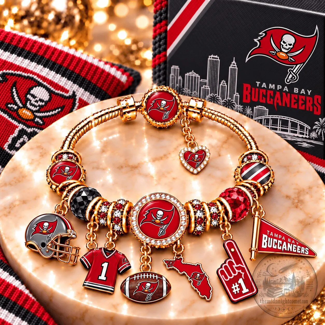 Tampa Bay Buccaneers Gold Charm Bracelet Set