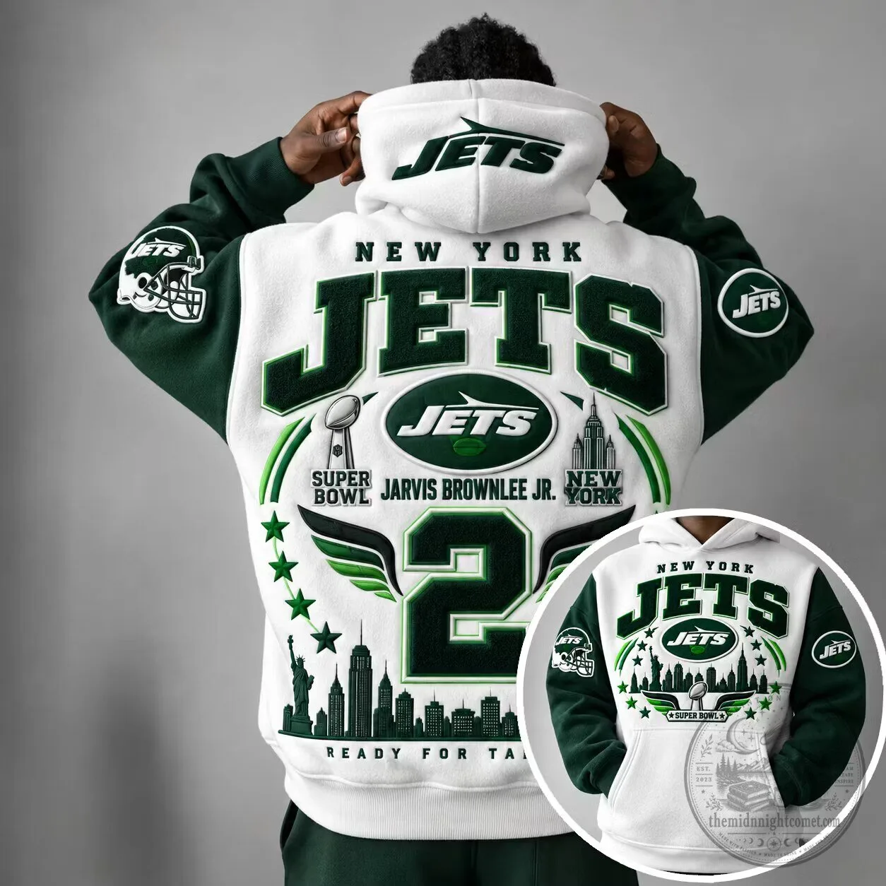 New York Jets Jarvis Brownlee Jr. Super Bowl Ready For Tailgate Hoodie