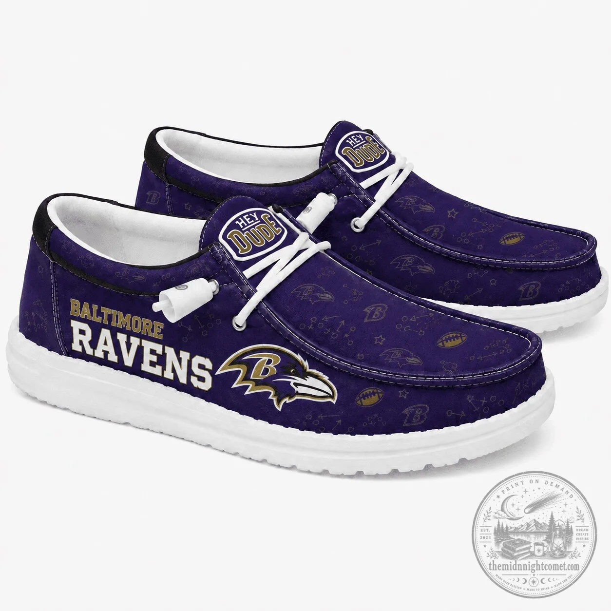Baltimore Ravens Football Team Hey Dude Style Casual Loafer Shoes