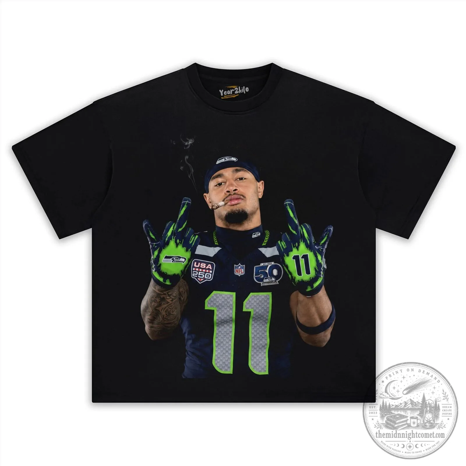 Jaxon Smith-Njigba Football Player Graphic T-Shirt 11 Jaxon Smith-Njigba Football Player Graphic T-Shirt