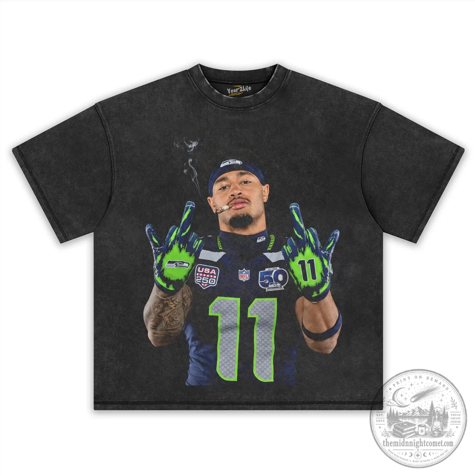 Jaxon Smith-Njigba Football Player Graphic T-Shirt 12 Jaxon Smith-Njigba Football Player Graphic T-Shirt