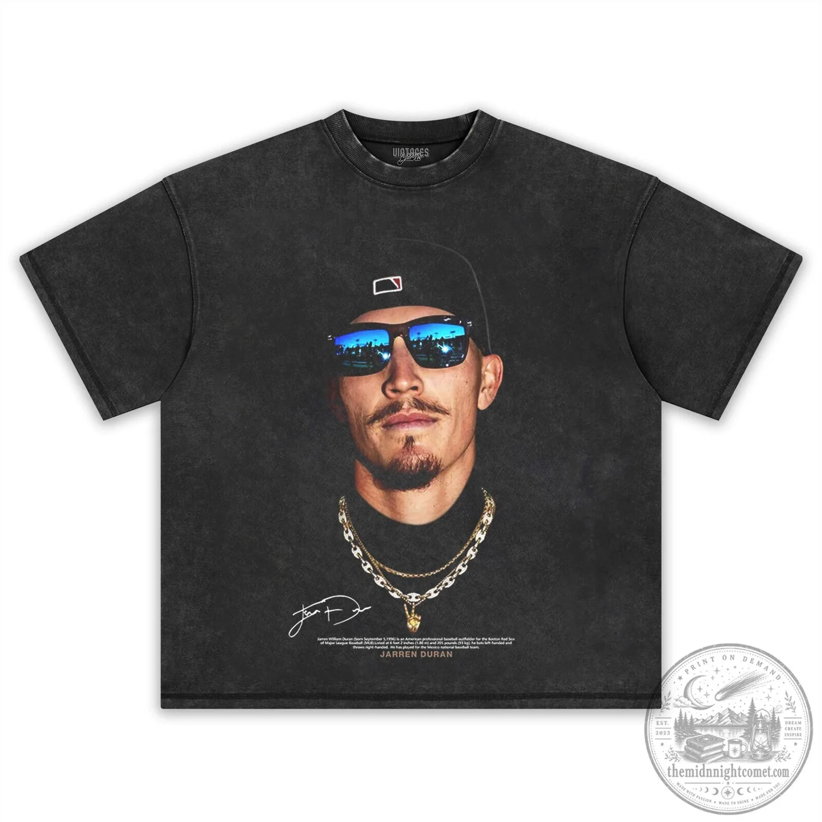 Jarren Duran Baseball Player Portrait Black Graphic T-Shirt 5 Jarren Duran Baseball Player Portrait Black Graphic T-Shirt