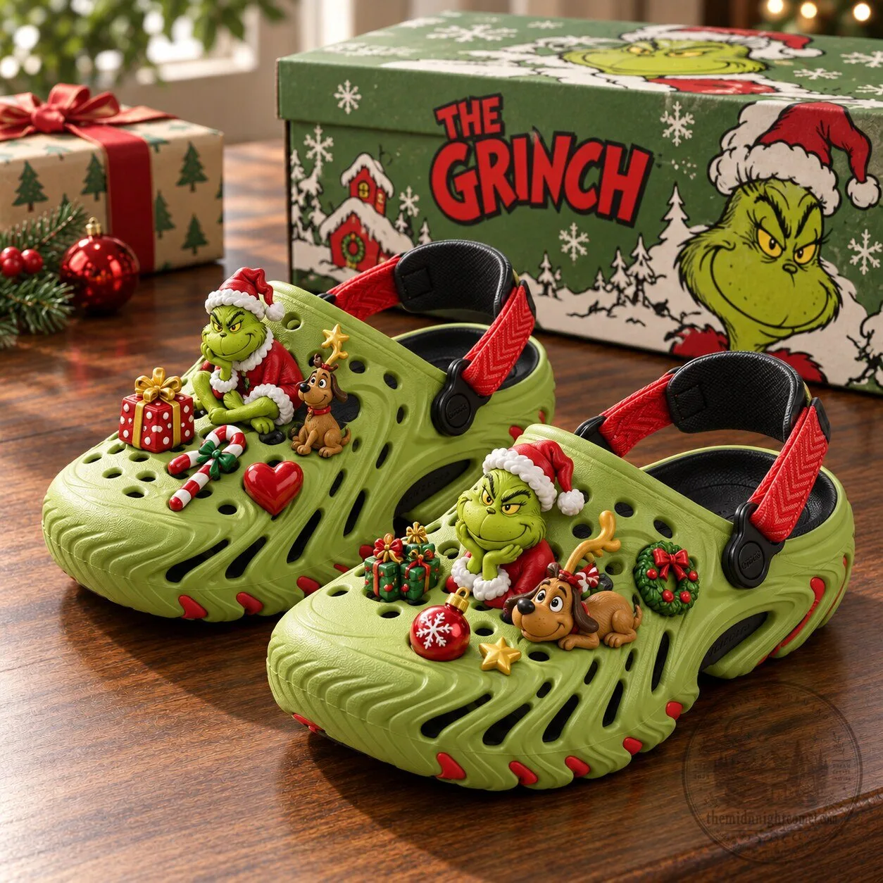 The Grinch Christmas Holiday Green Echo Clogs Shoes