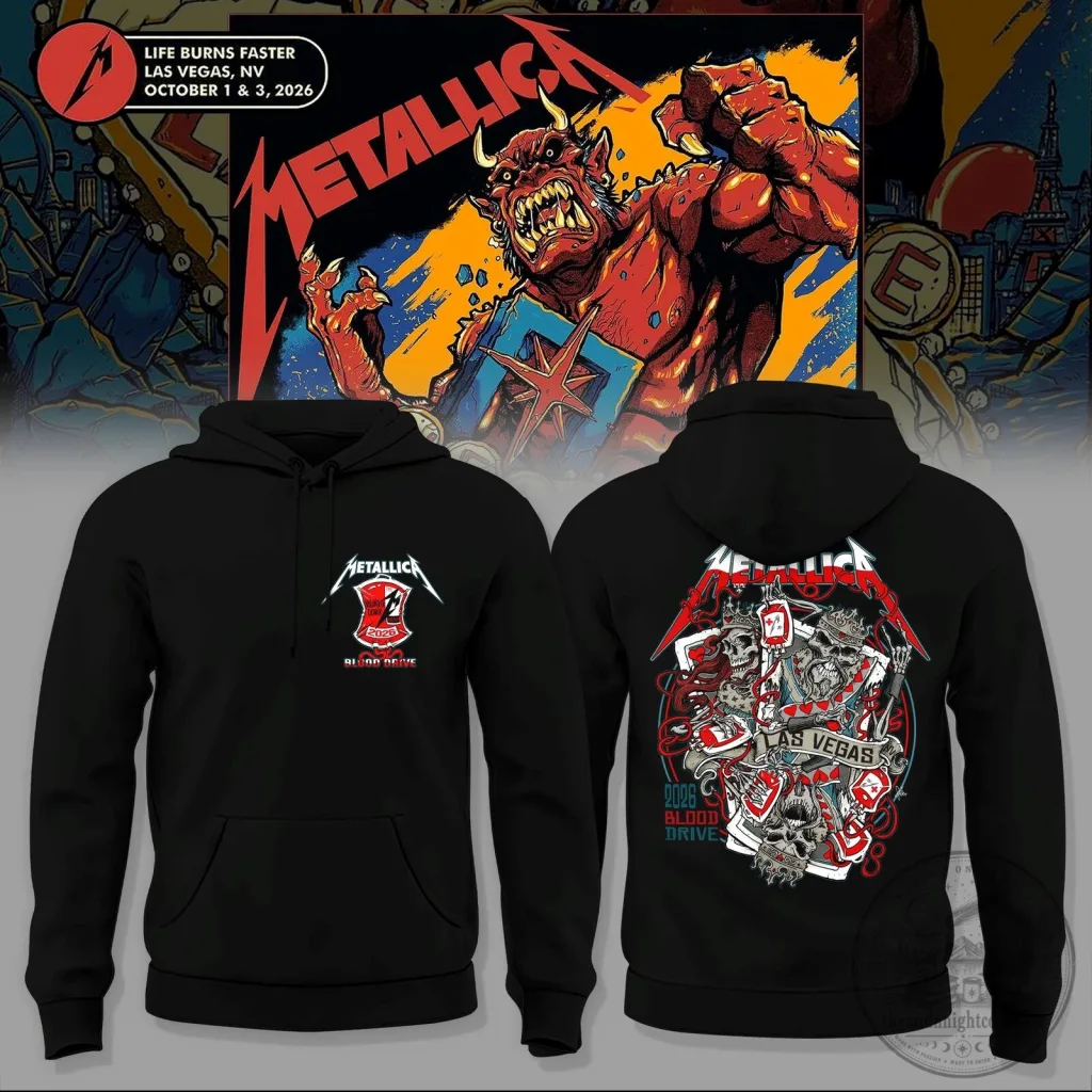 Metallica M72 World Tour Life Burns Faster Las Vegas 2026 Hoodie