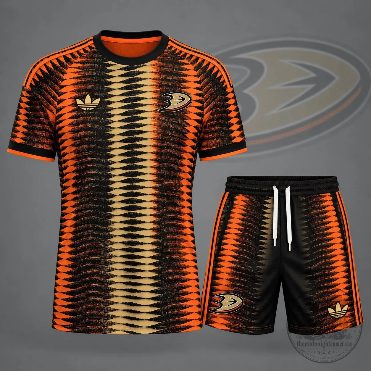 Anaheim Ducks National Hockey League Black And Orange Patterned Performance Jersey