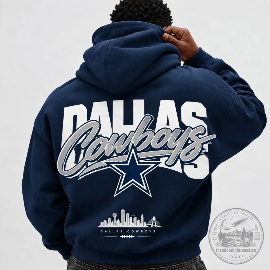 Dallas Cowboys NFL Football Team Navy Blue Graphic Print Hoodie