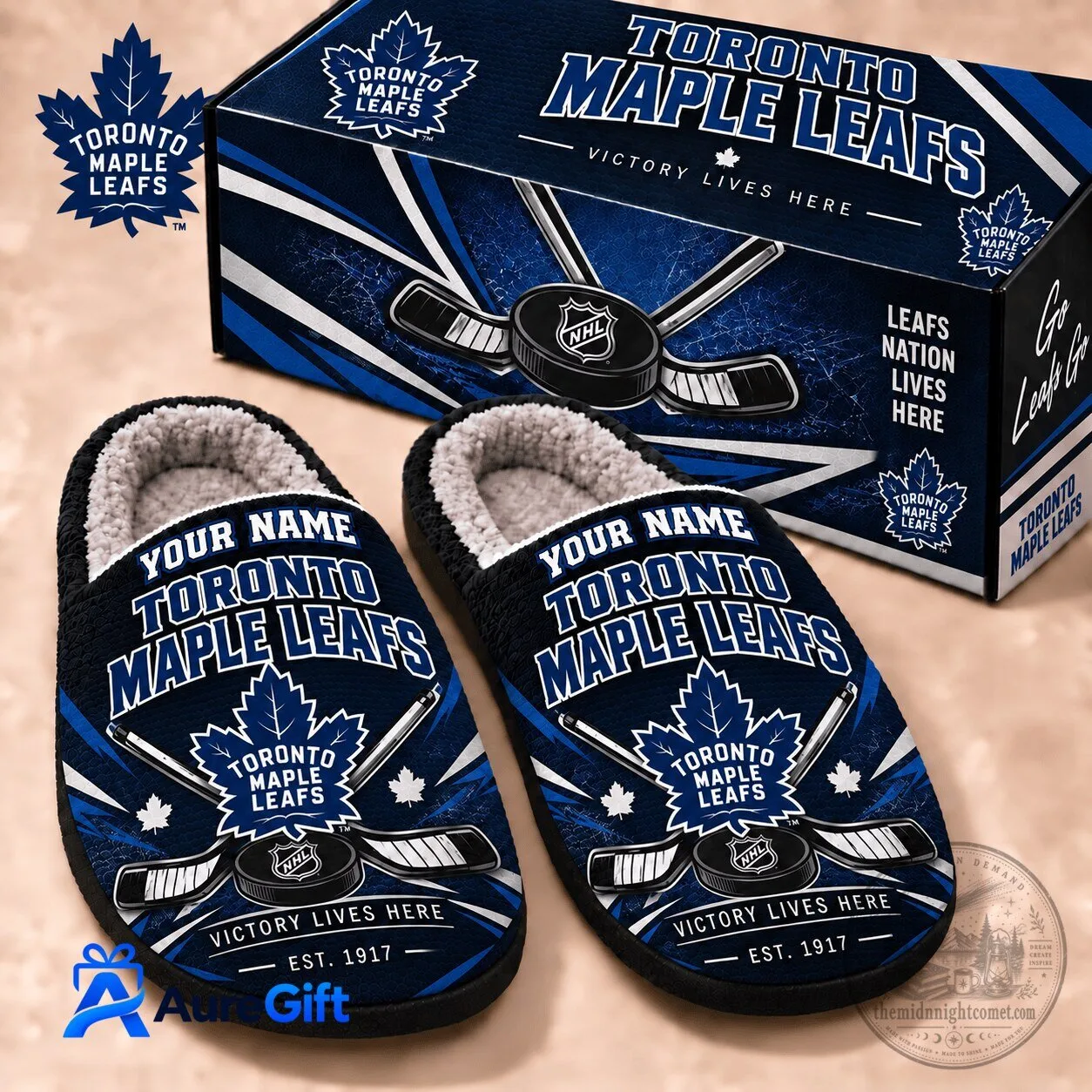 Toronto Maple Leafs NHL Personalized Hockey Team Slippers for Men and Women
