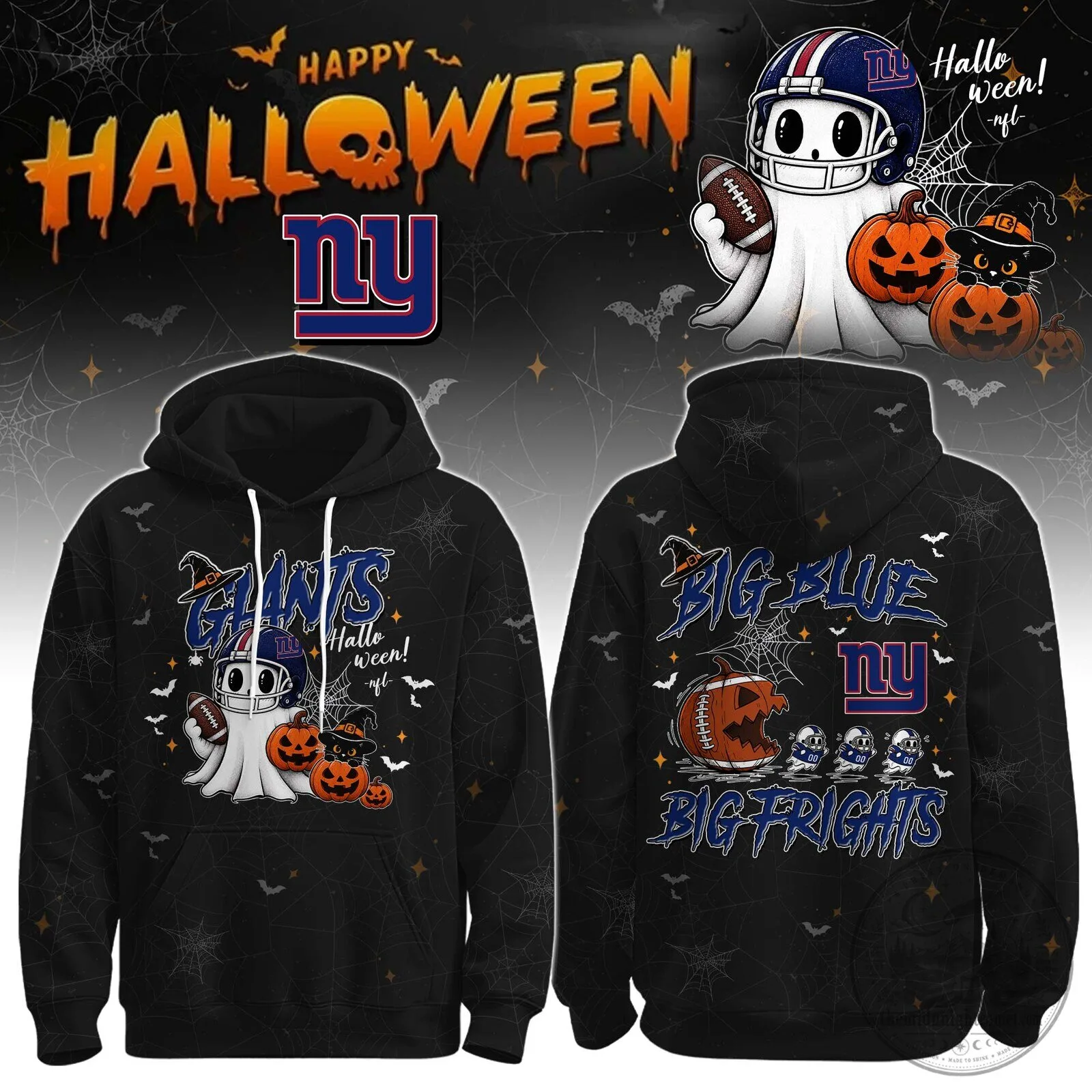 New York Giants Halloween Ghost Football Player Big Frights Hoodie
