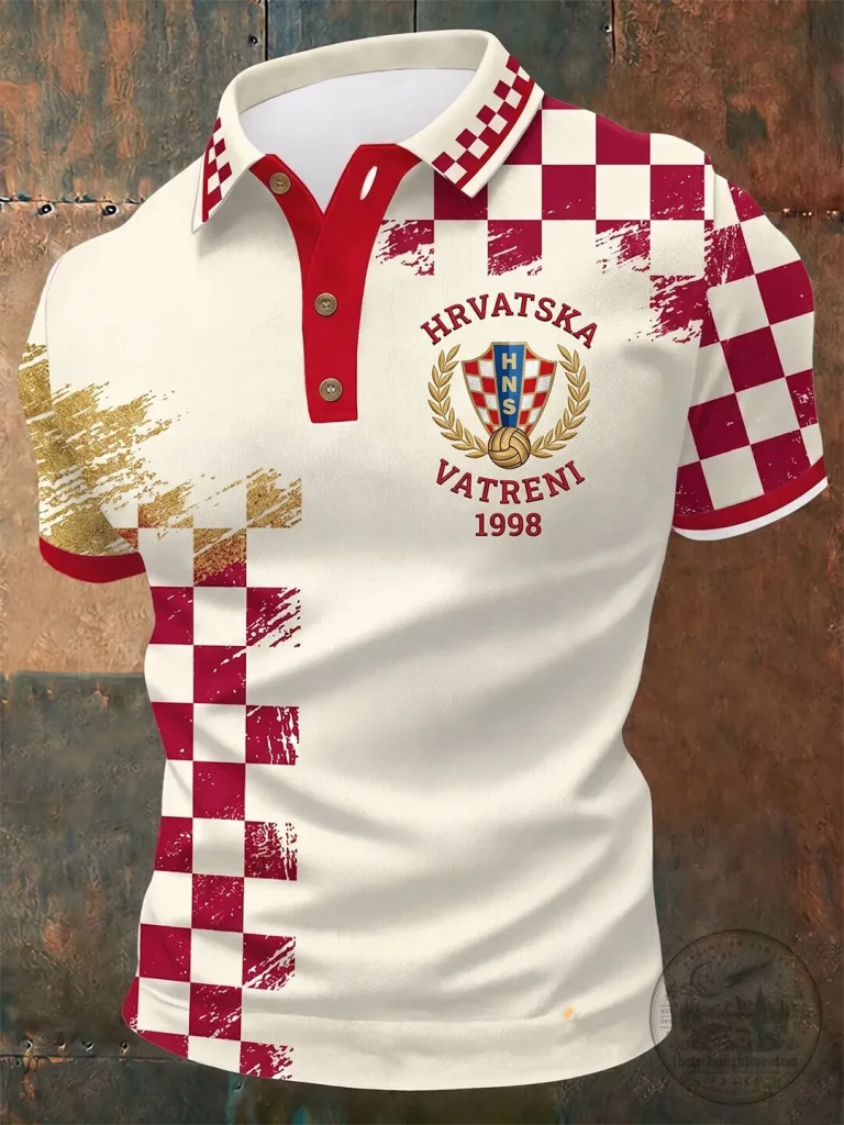 Croatia Football Team HNS Vatreni 1998 Retro Style Polo Shirt