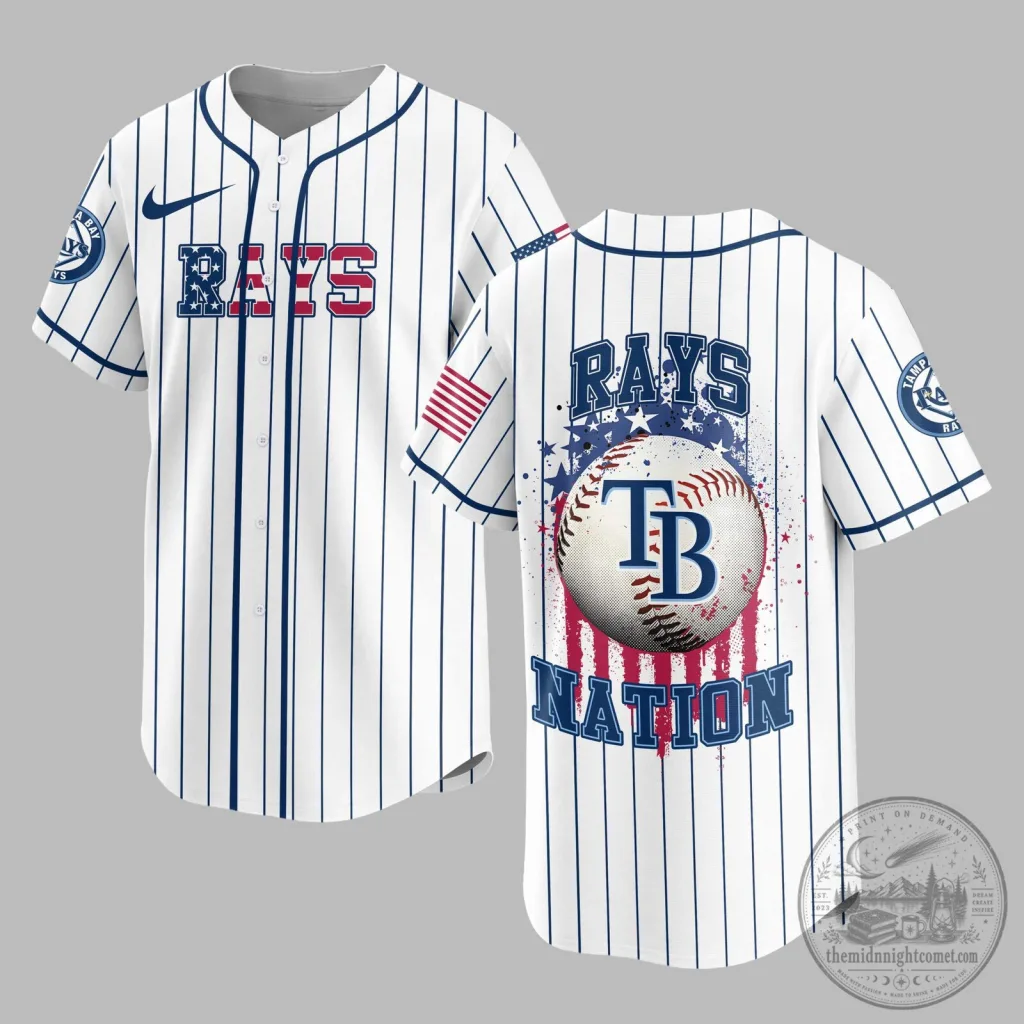 Tampa Bay Rays Baseball Jersey with American Flag Design