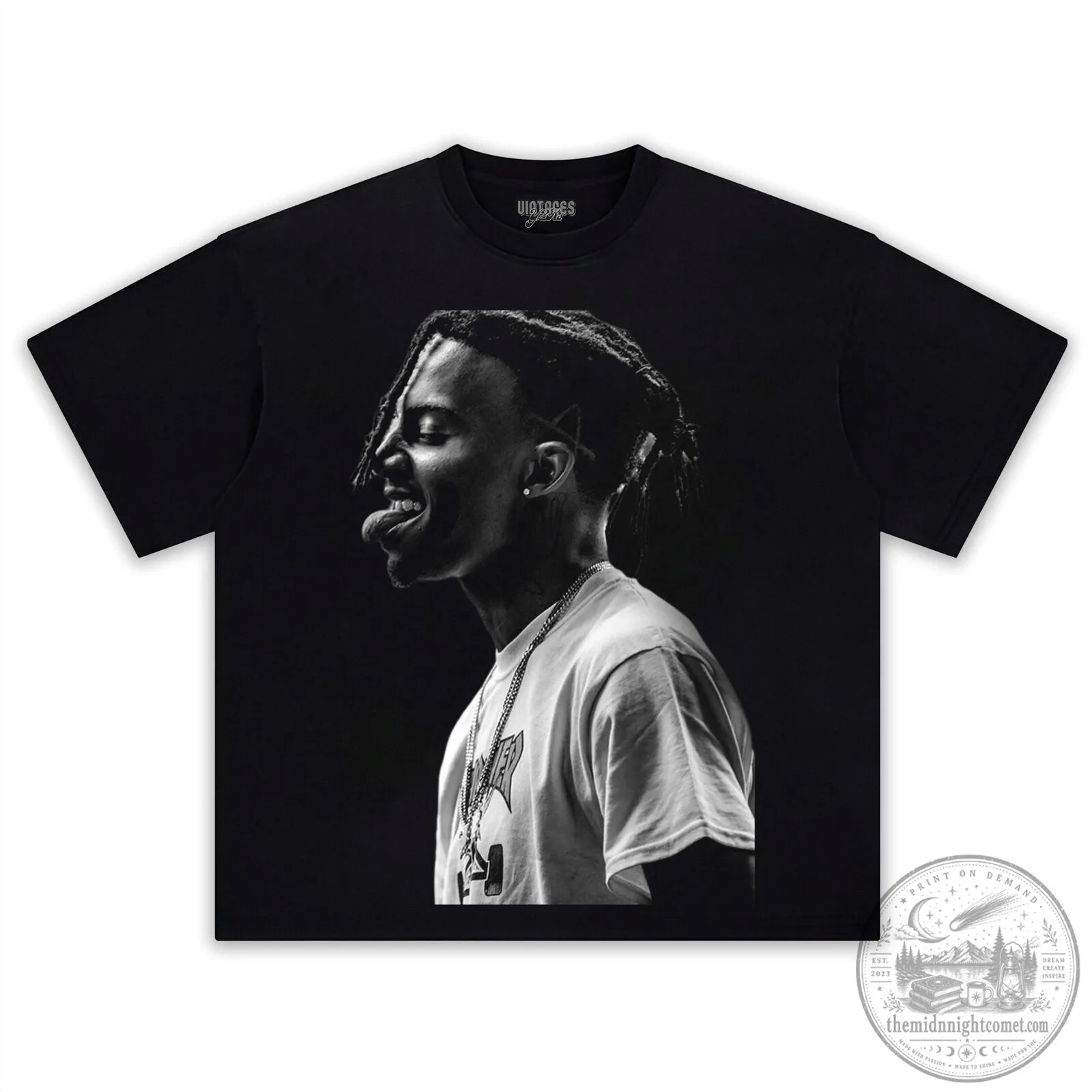 Playboi Carti Black and White Portrait T-Shirt 4 Playboi Carti Black and White Portrait T-Shirt