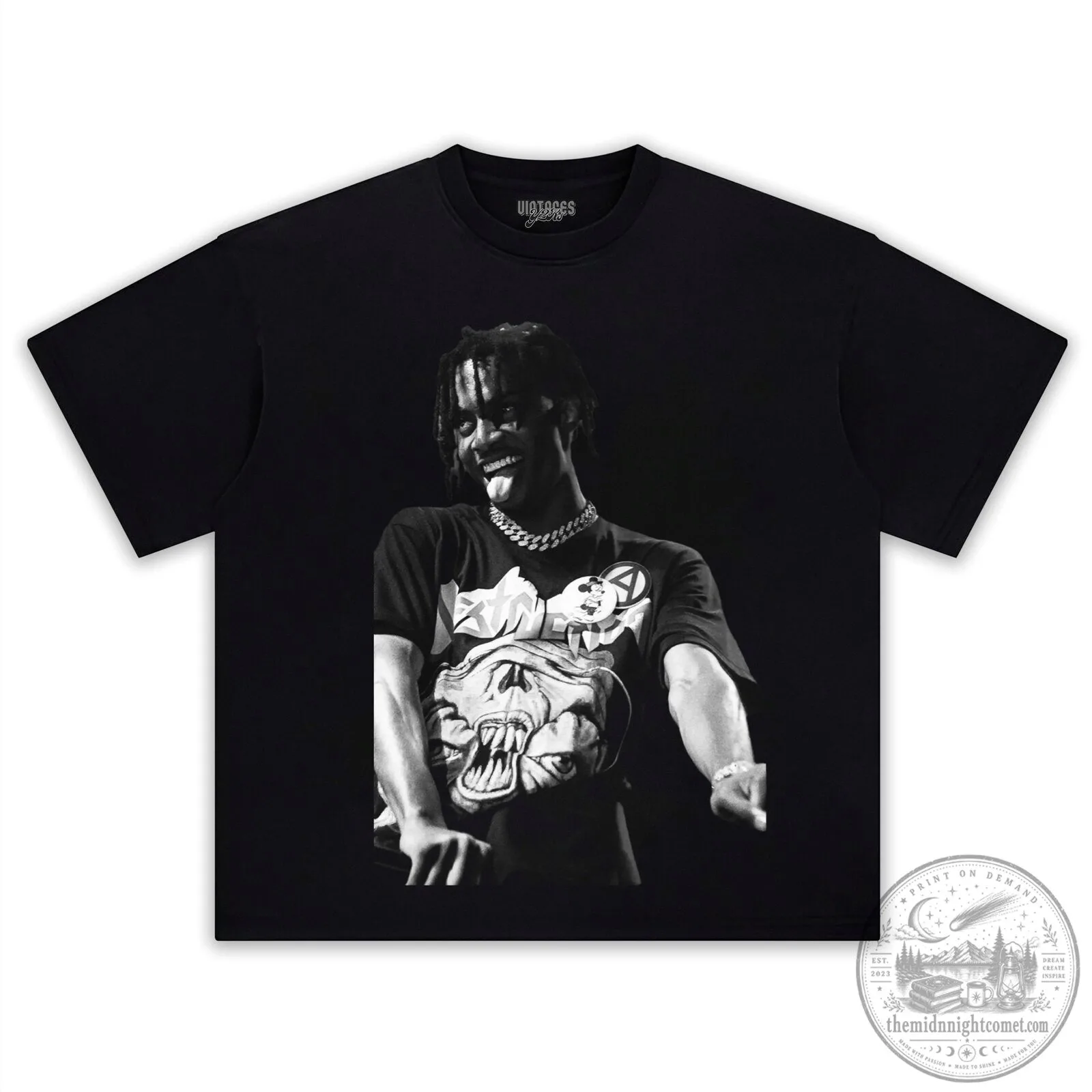 Black Graphic T-Shirt featuring Playboi Carti for Music Concert Fans