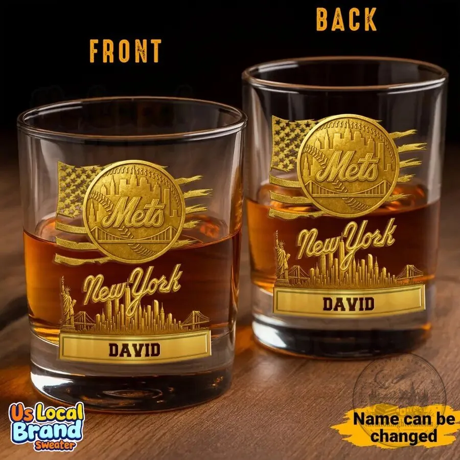 New York Mets Baseball Team Personalized Whiskey Glass 4 New York Mets Baseball Team Personalized Whiskey Glass