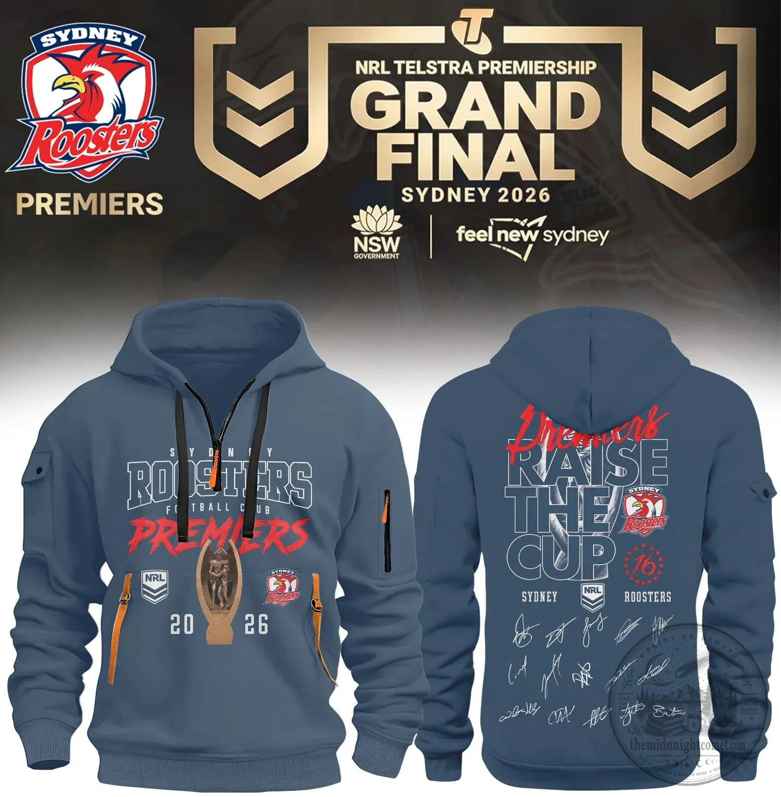 2026 Grand Final Hoodie for the Sydney Roosters NRL Premiers