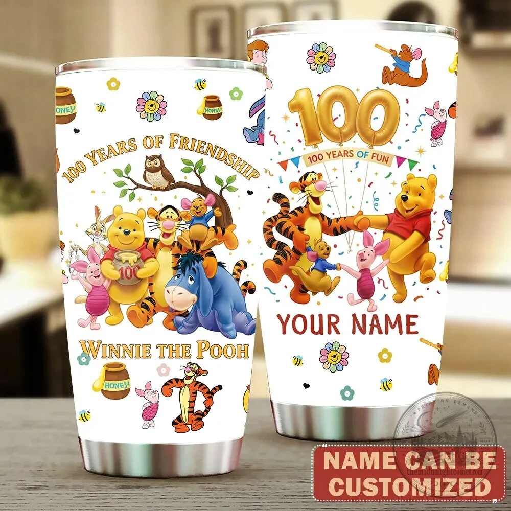 Winnie the Pooh 100 Years of Friendship Personalized Stainless Steel Tumbler