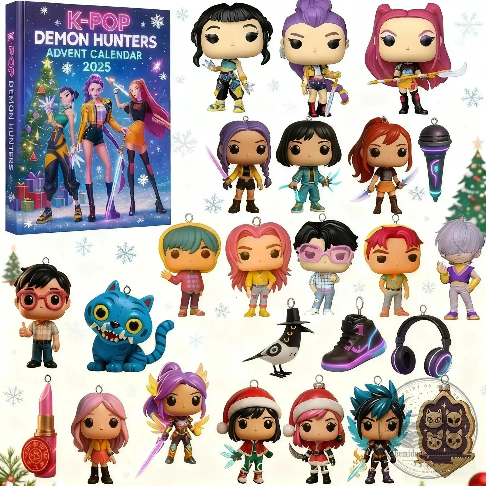K-Pop Demon Hunters Christmas Advent Calendar 2025 Funko Pop Style Countdown Gift Box