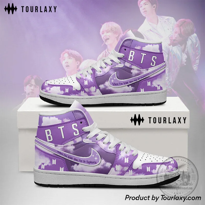 BTS Band Purple Cloud Pattern High-Top Sneakers